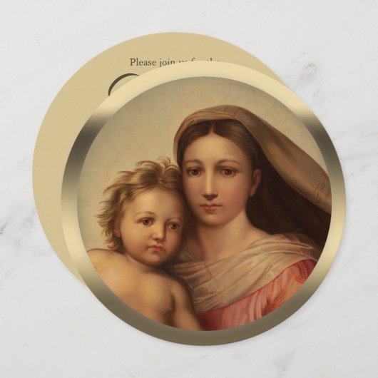 Süße Mutter und Kind CC0978 Taufe Einladung (Vorne/Hinten)