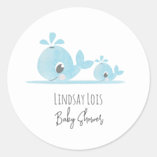 Süße Mutter Wal Baby Wal Baby Shower   Runder Aufkleber