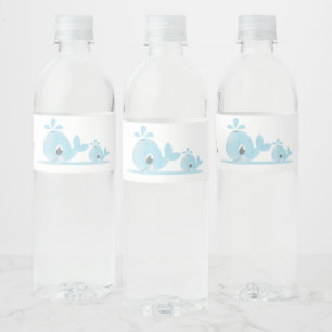 Süße Mutter Wal Baby Wal Baby Shower Wasserflaschenetikett