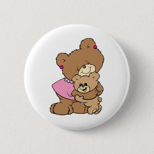 Süße Mutterbär umarmt Babybär Design Button
