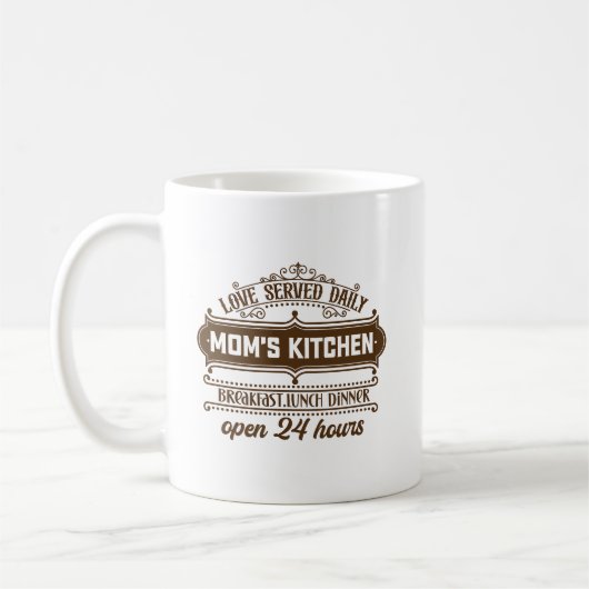Süße Mutters Küchen-Wortkunst Kaffeetasse (Links)