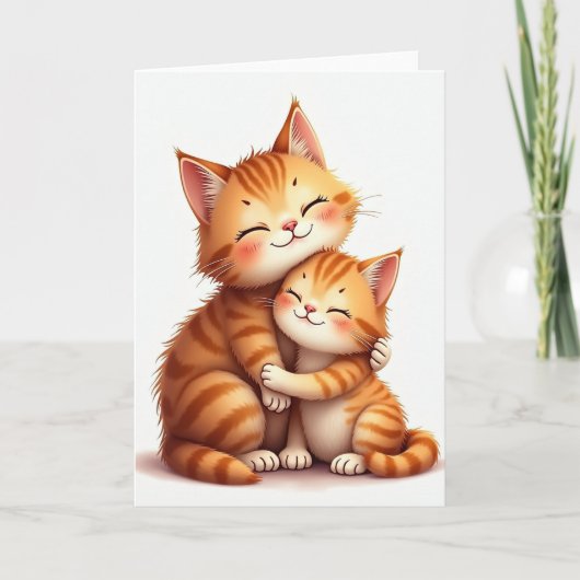 Süße Muttertags-Katzenknuddelkarte Karte (Vorderseite)
