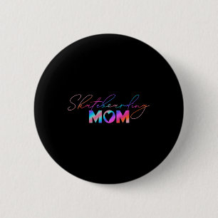 Süße Muttertags-Regenbogen-Skateboarding-Mama Button