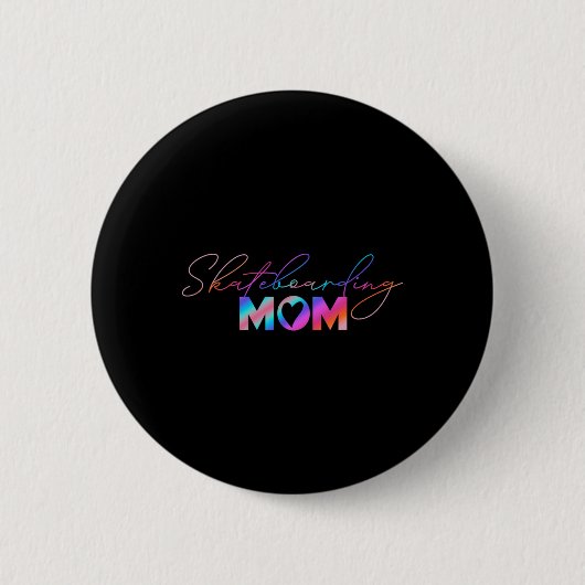 Süße Muttertags-Regenbogen-Skateboarding-Mama Button (Vorderseite)