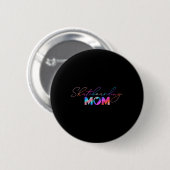 Süße Muttertags-Regenbogen-Skateboarding-Mama Button (Vorne & Hinten)