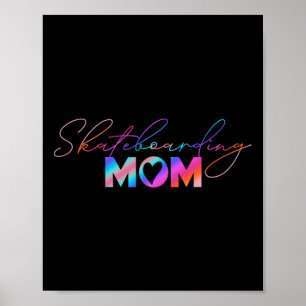 Süße Muttertags-Regenbogen-Skateboarding-Mama Poster