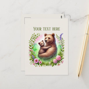 Süße Mutti Babybär Text hinzufügen  Postkarte