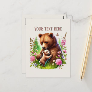 Süße Mutti Babybär Text hinzufügen  Postkarte