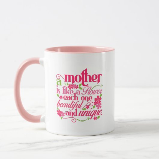 Süße Mutti Blumen Wortkunst Tasse (Links)