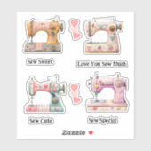 Süße Nähmaschinen Valentinstagsgrüße Aufkleber (Blatt)