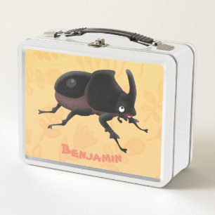Süße Nashornkäfer-Cartoon-Illustration Metall Brotdose