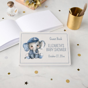 Süße nautische blaue Baby-Elefanten-Baby-Party Gästebuch