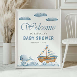 Süße nautische Boot-Baby-Party Begrüßung Poster