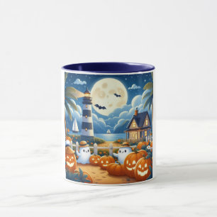 Süße, nautische/küstennah Halloween-Geister/Kürbis Tasse