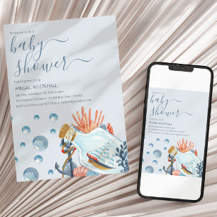 Süße nautische Wasserfarben-Baby-Shower-Einladung Einladung