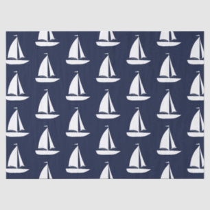Süße nautische weiße Segelboote in Navy Blau Seidenpapier