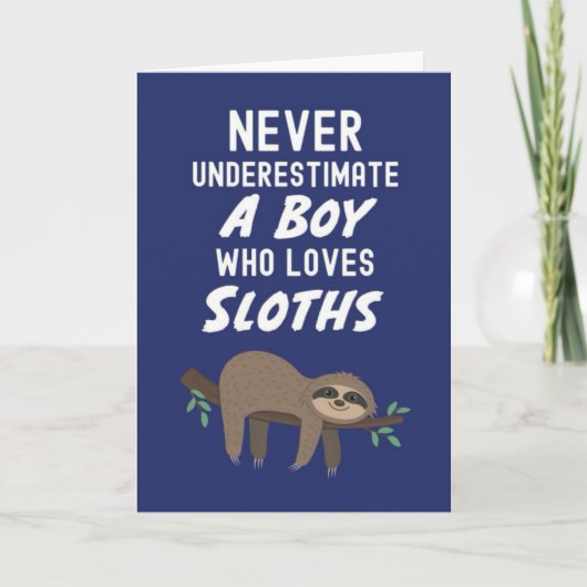 Süße Navyblaue Faultierkarten für Babyjungen Kinde Karte (Vorderseite)