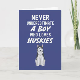 Süße Navyblaue Husky-Karten für Babyjungen Kinder Karte