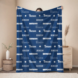 Süße, navyblaue, wiederholende Namens-Personalisie Fleecedecke