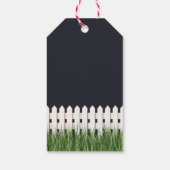 Süße neue Zuhause mit weißem Zaun und Garten Geschenkanhänger (Rückseite)