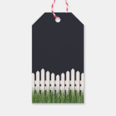Süße neue Zuhause mit weißem Zaun und Gras Geschenkanhänger (Rückseite)