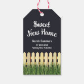 Süße neue Zuhause mit Zaun und Garten Geschenkanhänger (Vorderseite)