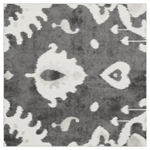 Süße neutrale dunkelgraue beige ikat-tribalmuster stoff