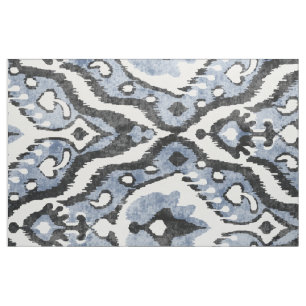 Süße neutrale grau-blaue weiße Ikat-Stammesmuster Stoff