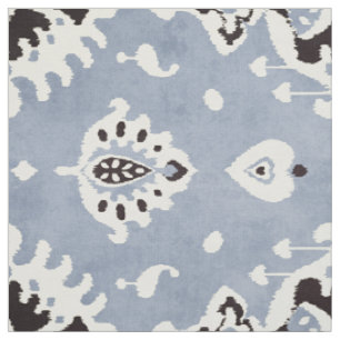 Süße neutrale grau-blaue weiße Ikat-Stammesmuster Stoff