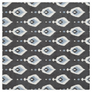 Süße neutrale grau-blaue weiße Ikat-Stammesmuster Stoff