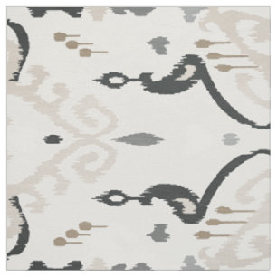Süße neutrale graue beige schwarze Ikat-Stammesmus Stoff