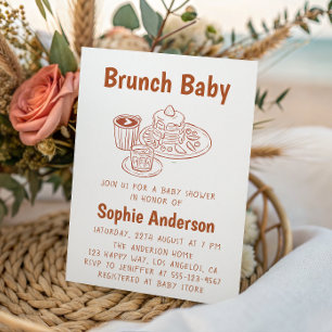 Süße neutrale Kaffee- & Pfannkuchen-Brunch-Baby-Pa Einladung