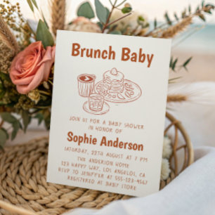 Süße neutrale Kaffee- und Pfannkuchen-Brunch-Baby- Einladung