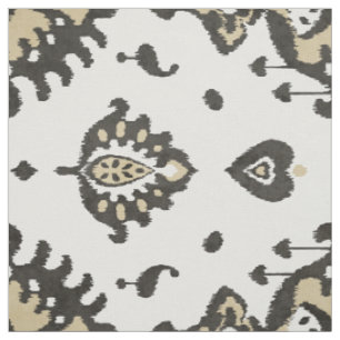 Süße neutrale schwarze und beige Ikat-Stammesmuste Stoff