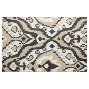 Süße neutrale schwarze und beige ikat-tribalmuster stoff