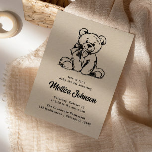 Süße neutrale Skizze Teddy-Baby-Party-Design Einladung