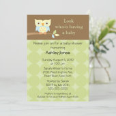 Süße niedliche Eulen-neutrale Baby-Dusche Einladung (Stehend Vorderseite)