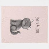 Süße niedliche graue Katze Fleecedecke (Vorderseite (Horizontal))