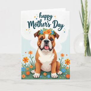 Süße niedliche Hund-Blumenkranz-Karte Karte