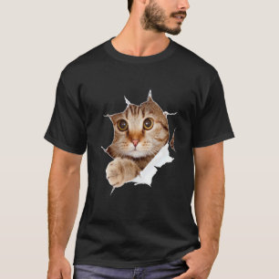 Süße niedliche Katze zerrissenes Tuch Katze T-Shirt