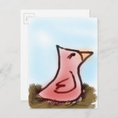 Süße Niedliche Kleine Wasserfarbe Rotvogel in eine Postkarte (Vorne/Hinten)