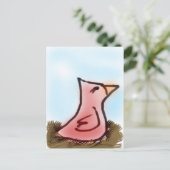 Süße Niedliche Kleine Wasserfarbe Rotvogel in eine Postkarte (Stehend Vorderseite)