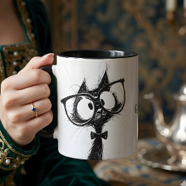 Süße niedliche Nerd-Katze mit Brille Kaffeetasse