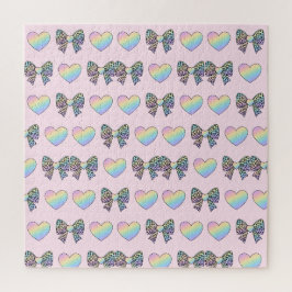 süße niedliche Regenbogen-Herzen Pastell-Verlauf M Puzzle