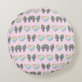  süße niedliche Regenbogenherzen Pastellverlauf Mu Rundes Kissen