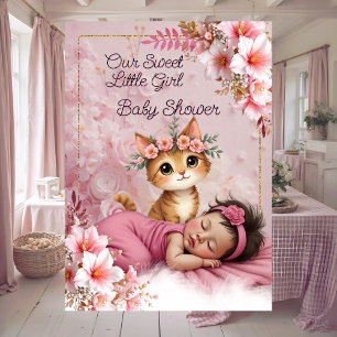 Süße niedliche rosa Mädchen-Baby-Party-Katze Kätzc Einladung