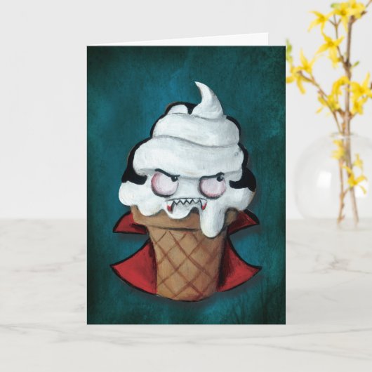 Süße niedliche Vampire-Eiscreme Karte (Gelbe Blume)