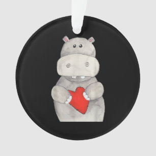 Süße Nilpferd-Hippopotamus hält Herz   Liebe Nilpf Ornament