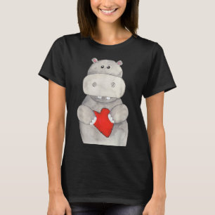 Süße Nilpferd-Hippopotamus hält Herz   Liebe Nilpf T-Shirt