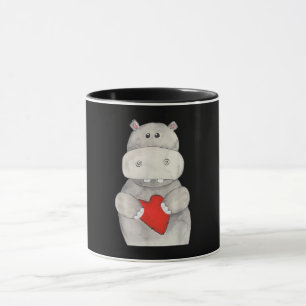 Süße Nilpferd-Hippopotamus hält Herz   Liebe Nilpf Tasse